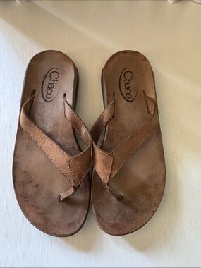 Chaco Brown Leather Thong Sandals